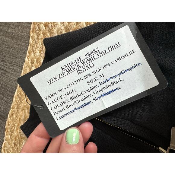 KINROSS Men's QTR Zip Mock with Milano Trim Size M In Black/Graphite - Picture 8 of 8